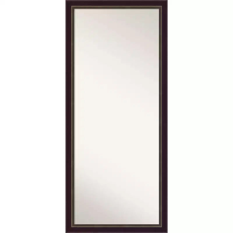 28" x 64" Non-Beveled Signore Bronze Wood Full Length Floor Leaner Mirror - Amanti Art