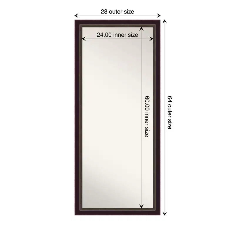 Specchio da pavimento reclinabile Amanti Art Signore Bronze Wood senza smusso 28" x 64"