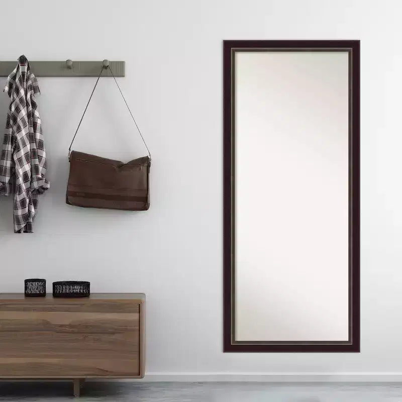 Specchio da pavimento reclinabile Amanti Art Signore Bronze Wood senza smusso 28" x 64"