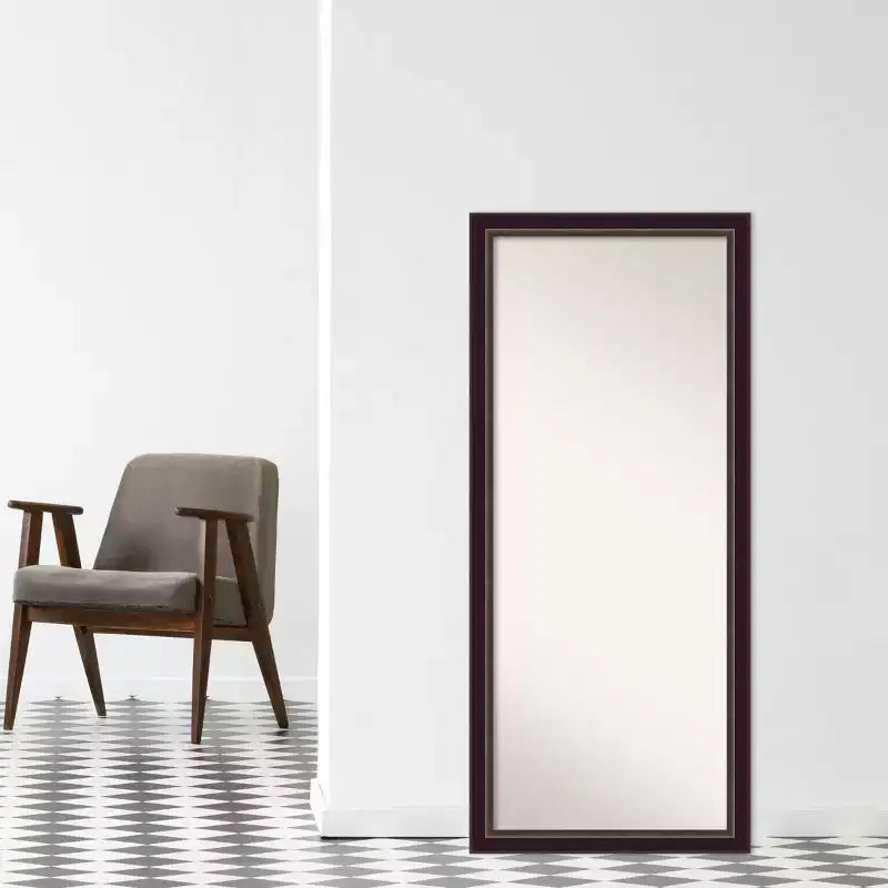Specchio da pavimento reclinabile Amanti Art Signore Bronze Wood senza smusso 28" x 64"