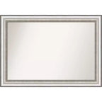 41" x 29" Non-Beveled Salon Silver Bathroom Wall Mirror - Amanti Art: Modern Polystyrene Frame, Includes Mount Hardware