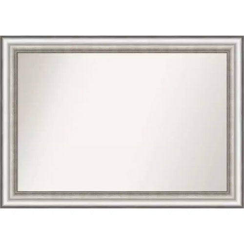 41" x 29" Non-Beveled Salon Silver Bathroom Wall Mirror - Amanti Art: Modern Polystyrene Frame, Includes Mount Hardware