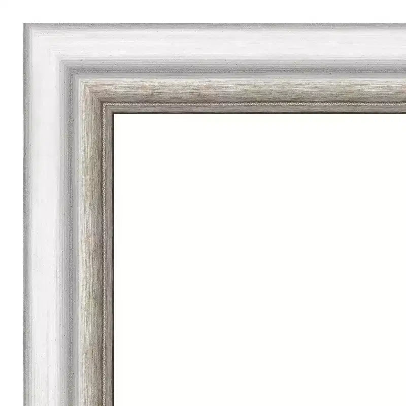 Specchio da parete per bagno in argento lucido non smussato da 41" x 29" - Amanti Art: Cornice moderna in polistirene, hardware di montaggio incluso