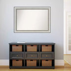 Specchio da parete per bagno in argento lucido non smussato da 41" x 29" - Amanti Art: Cornice moderna in polistirene, hardware di montaggio incluso