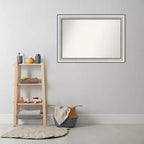 Specchio da parete per bagno in argento lucido non smussato da 41" x 29" - Amanti Art: Cornice moderna in polistirene, hardware di montaggio incluso