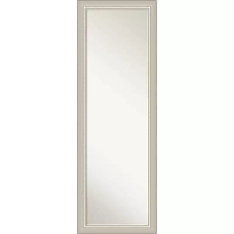 18" x 52" Non-Beveled Romano Silver Narrow Wood on The Door Mirror - Amanti Art: Modern Full Length Hanging Closet Mirror
