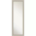 18" x 52" Non-Beveled Romano Silver Narrow Wood on The Door Mirror - Amanti Art: Modern Full Length Hanging Closet Mirror