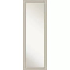 18" x 52" Non-Beveled Romano Silver Narrow Wood on The Door Mirror - Amanti Art: Modern Full Length Hanging Closet Mirror