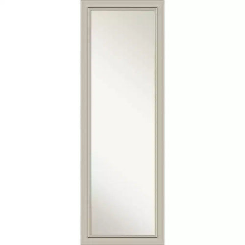 18" x 52" Non-Beveled Romano Silver Narrow Wood on The Door Mirror - Amanti Art: Modern Full Length Hanging Closet Mirror