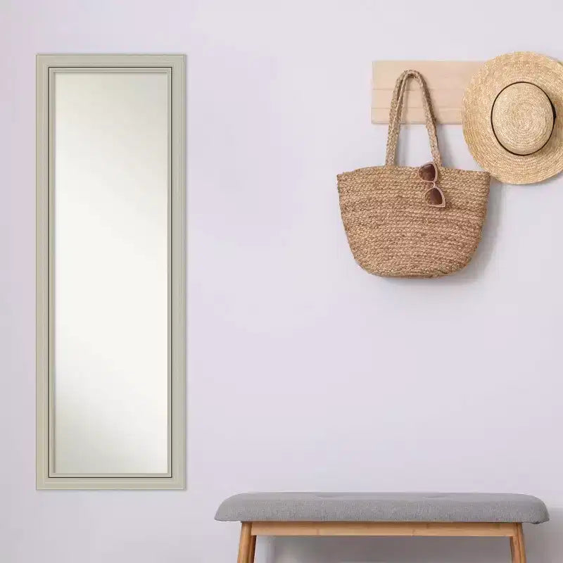 Specchio da porta stretto 18" x 52" in legno argento Romano senza bordo - Amanti Art: specchio da armadio moderno a figura intera da appendere