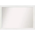40" x 28" Non-Beveled Vanity White Narrow Bathroom Wall Mirror - Amanti Art: Modern Polystyrene Framed, Includes Mounting Hardware