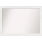40" x 28" Non-Beveled Vanity White Narrow Bathroom Wall Mirror - Amanti Art: Modern Polystyrene Framed, Includes Mounting Hardware