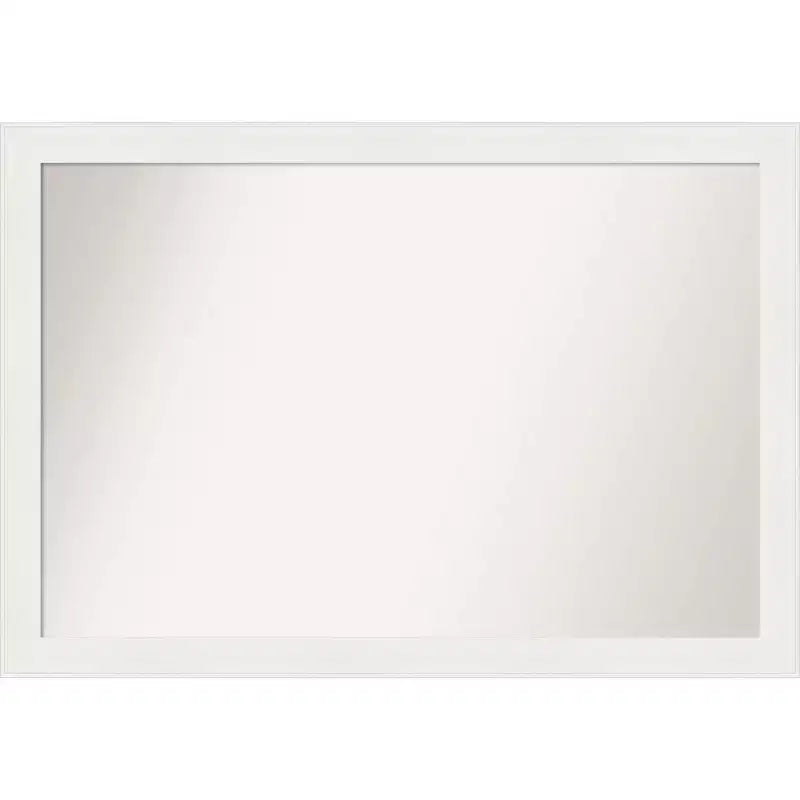 40" x 28" Non-Beveled Vanity White Narrow Bathroom Wall Mirror - Amanti Art: Modern Polystyrene Framed, Includes Mounting Hardware