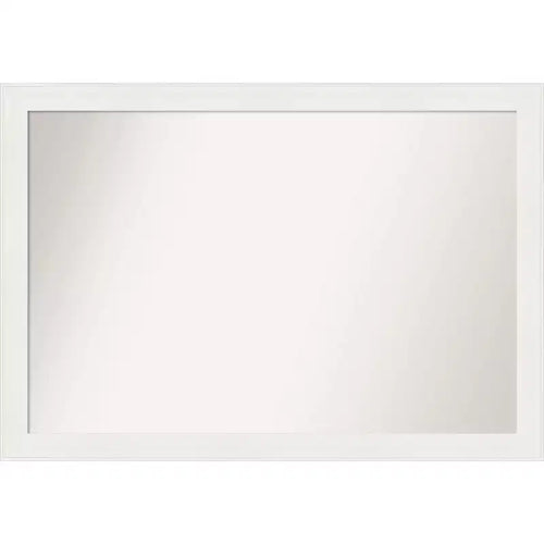40" x 28" Non-Beveled Vanity White Narrow Bathroom Wall Mirror - Amanti Art: Modern Polystyrene Framed, Includes Mounting Hardware