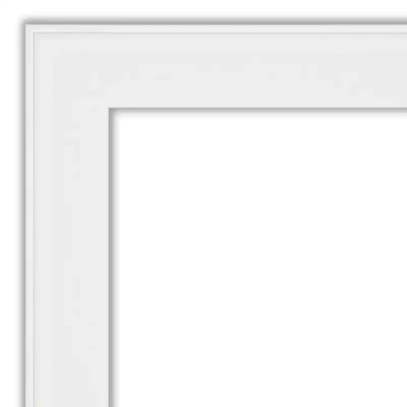 Specchio da Parete Stretto per Bagno 40" x 28" con Cornice Bianca non Smerigliata - Amanti Art: Cornice Moderna in Polistirolo, Include Ferramenta per il Montaggio