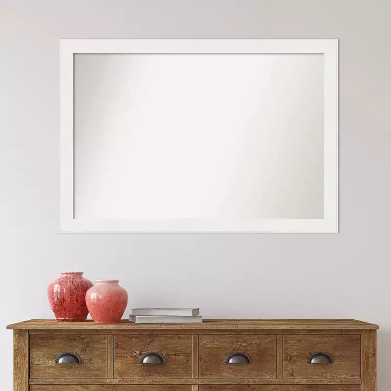 Specchio da Parete Stretto per Bagno 40" x 28" con Cornice Bianca non Smerigliata - Amanti Art: Cornice Moderna in Polistirolo, Include Ferramenta per il Montaggio