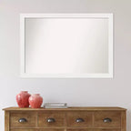 Specchio da Parete Stretto per Bagno 40" x 28" con Cornice Bianca non Smerigliata - Amanti Art: Cornice Moderna in Polistirolo, Include Ferramenta per il Montaggio