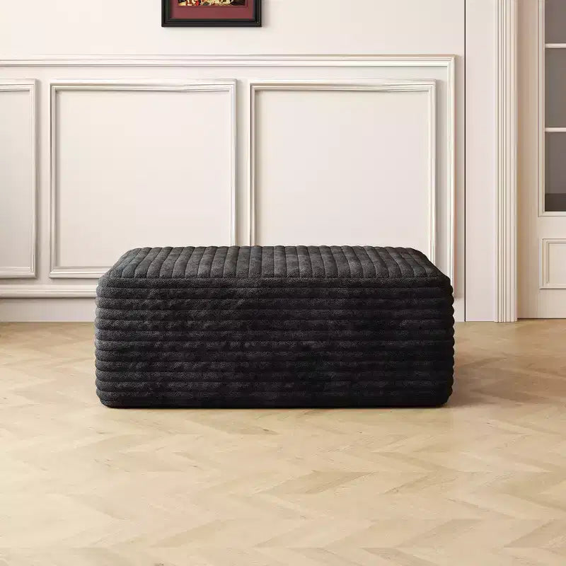 MAYEERTY Sofa Ottoman No Assembly Black Plush Corduroy