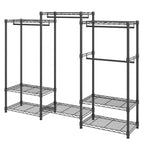 VEVOR Heavy Duty Clothes Rack, Rolling Clothing Garment Rack with 4 Hang Rods & 8 Storage Tiers,Adjustable Custom Closet Rack, Freestanding Wardrobe