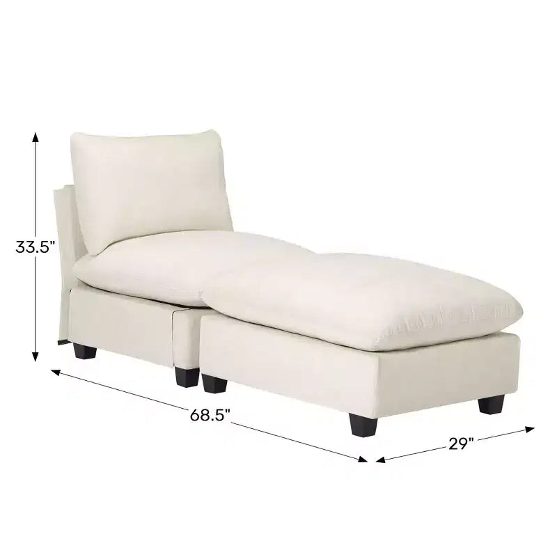 WestinTrends Augusta 68.5 Poltrona chaise longue da interno imbottita in ciniglia