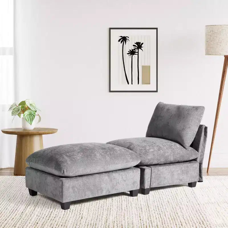 WestinTrends Augusta 68.5 Poltrona chaise longue da interno imbottita in ciniglia