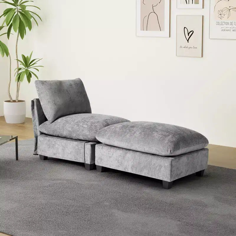 WestinTrends Augusta 68.5 Poltrona chaise longue da interno imbottita in ciniglia