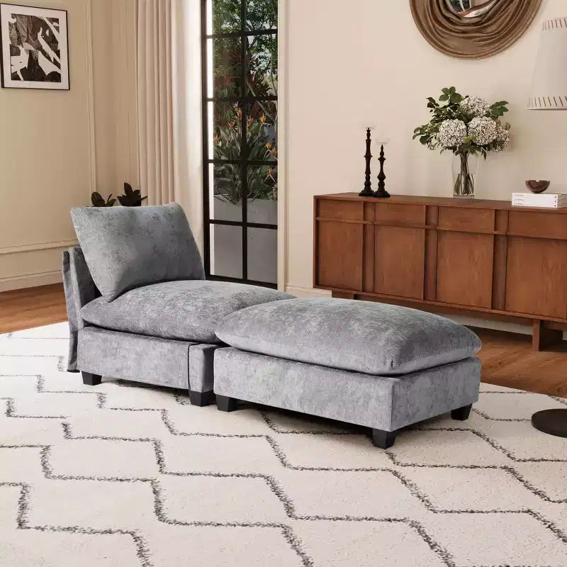 WestinTrends Augusta 68.5 Poltrona chaise longue da interno imbottita in ciniglia