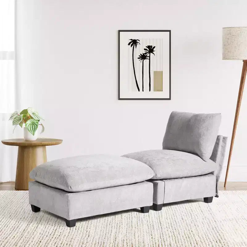 WestinTrends Augusta 68.5 Poltrona chaise longue da interno imbottita in ciniglia