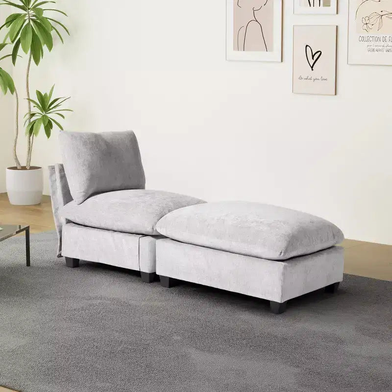 WestinTrends Augusta 68.5 Poltrona chaise longue da interno imbottita in ciniglia