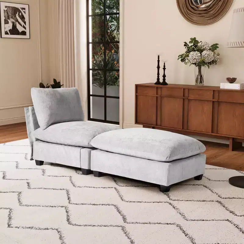 WestinTrends Augusta 68.5 Poltrona chaise longue da interno imbottita in ciniglia