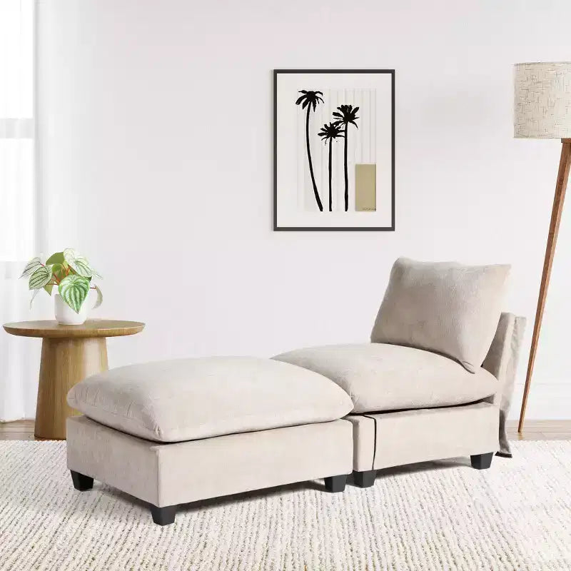 WestinTrends Augusta 68.5 Poltrona chaise longue da interno imbottita in ciniglia
