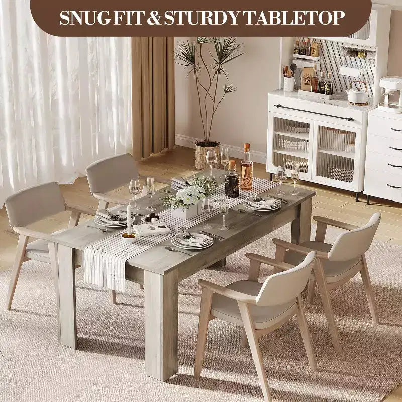 Tavolo da pranzo da 63 pollici per 4-6 persone, tavolo da cucina rustico, rettangolare, in legno, per sala da pranzo, cucina