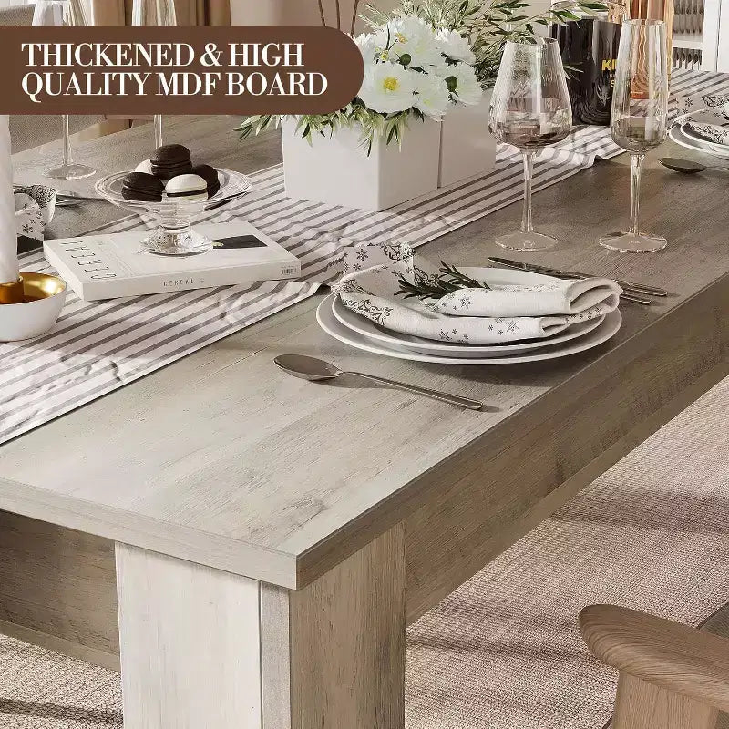 Tavolo da pranzo da 63 pollici per 4-6 persone, tavolo da cucina rustico, rettangolare, in legno, per sala da pranzo, cucina