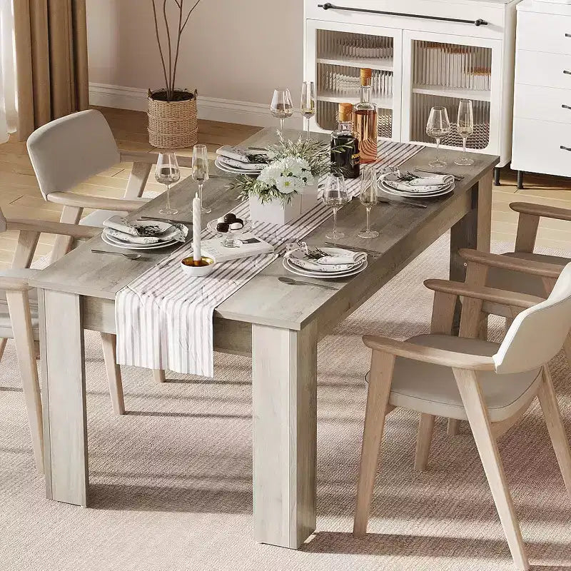 Tavolo da pranzo da 63 pollici per 4-6 persone, tavolo da cucina rustico, rettangolare, in legno, per sala da pranzo, cucina