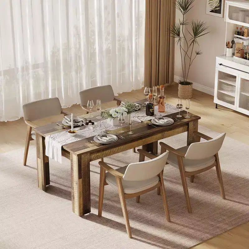63 Farmhouse Dining Table for 4-6, Rustic Kitchen Table, Rectangular, Wood Dining Table, for Dining Room, Kitchen
