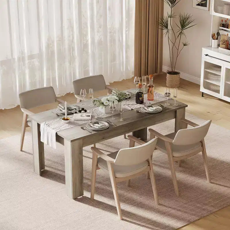 Tavolo da pranzo da 63 pollici per 4-6 persone, tavolo da cucina rustico, rettangolare, in legno, per sala da pranzo, cucina