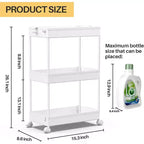 Carrello portaoggetti a 3 ripiani Tree City Gray - Organizer mobile multifunzione per bagno e cucina con ruote bloccabili