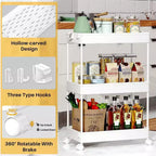 Carrello portaoggetti a 3 ripiani Tree City Gray - Organizer mobile multifunzione per bagno e cucina con ruote bloccabili