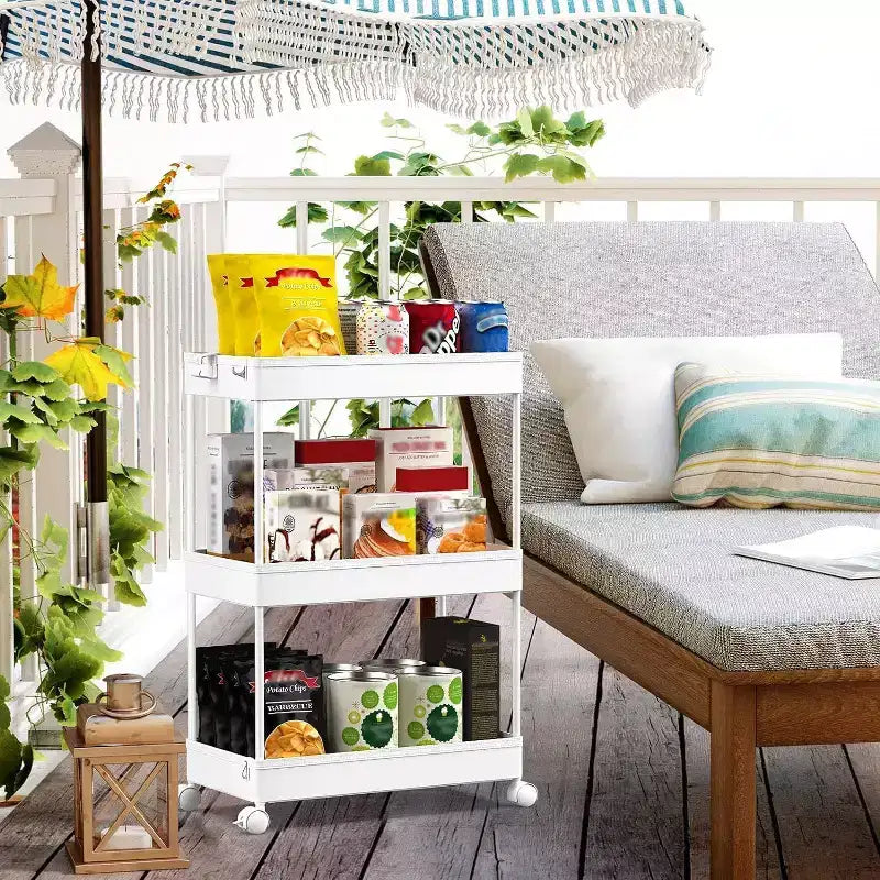 Carrello portaoggetti a 3 ripiani Tree City Gray - Organizer mobile multifunzione per bagno e cucina con ruote bloccabili