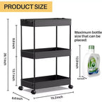 Carrello portaoggetti a 3 ripiani Tree City Gray - Organizer mobile multifunzione per bagno e cucina con ruote bloccabili