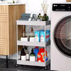 Carrello portaoggetti a 3 ripiani Tree City Gray - Organizer mobile multifunzione per bagno e cucina con ruote bloccabili