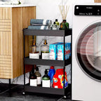 Carrello portaoggetti a 3 ripiani Tree City Gray - Organizer mobile multifunzione per bagno e cucina con ruote bloccabili