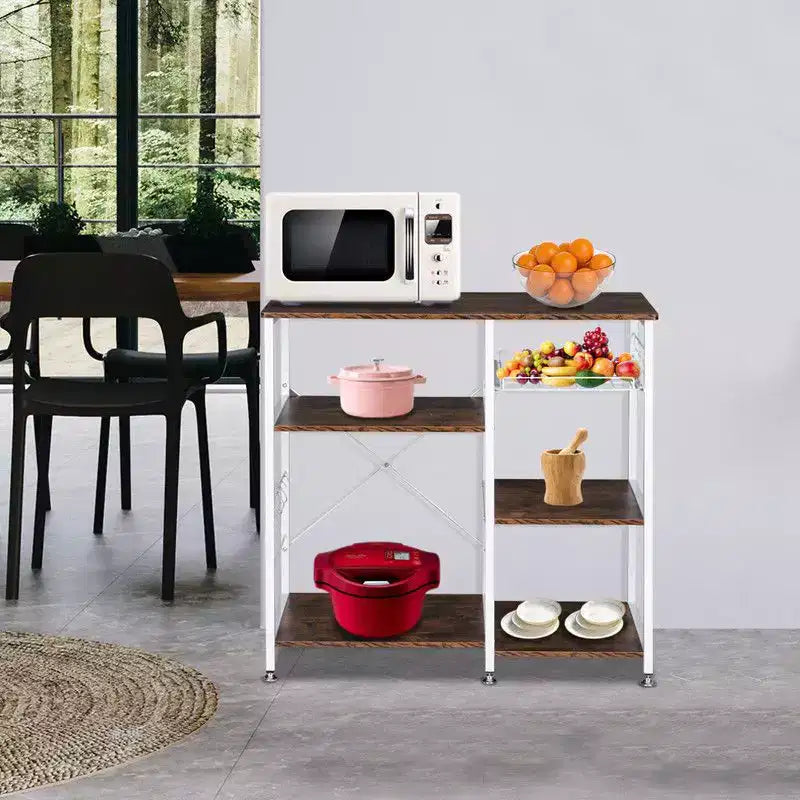 Karl Home Scaffale da Forno a 3 Ripiani, Scaffale Utensili da Cucina, Porta Microonde, Carrello Portaoggetti