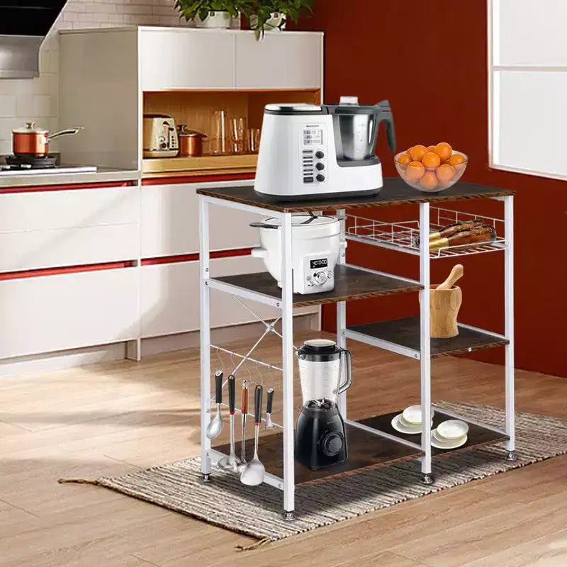 Karl Home Scaffale da Forno a 3 Ripiani, Scaffale Utensili da Cucina, Porta Microonde, Carrello Portaoggetti
