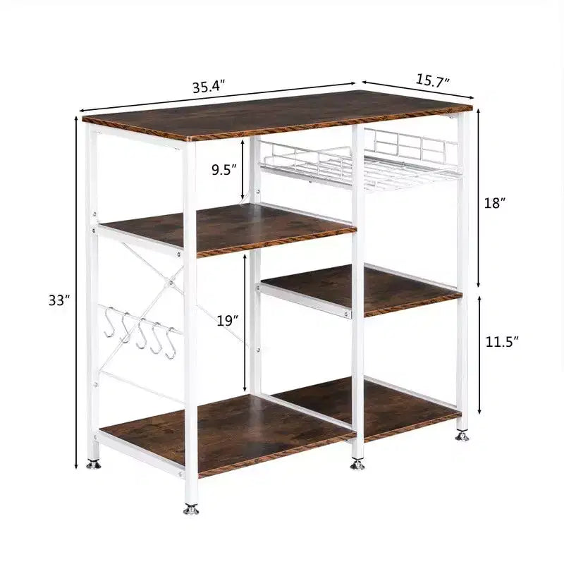 Karl Home Scaffale da Forno a 3 Ripiani, Scaffale Utensili da Cucina, Porta Microonde, Carrello Portaoggetti