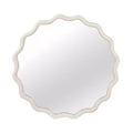 MAYEERTY 30 inched Wood Frame Wavy Round Decorative Mirror for Bedroom Bathroom Living Room Entryway White