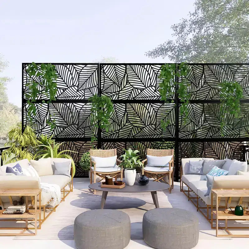 MAYEERTY 72 pollici Divisorio Rettangolare per Privacy con Telaio Zincato Recinzione da Giardino Patio Esterno Nero