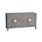 Royal Hampton Abiel Credenza/Mobile Buffet/Console in Legno di Mango, 55 Pollici, 4 Ante, Ripiano Interno, Intaglio a Diamante Ornato