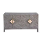 Royal Hampton Abiel Credenza/Mobile Buffet/Console in Legno di Mango, 55 Pollici, 4 Ante, Ripiano Interno, Intaglio a Diamante Ornato