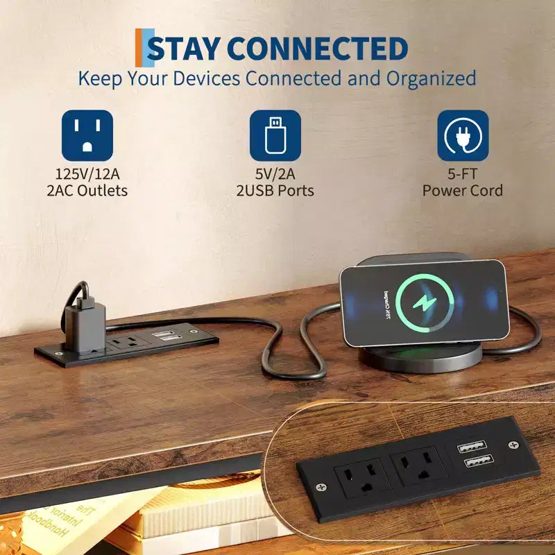 COZONY Cassettiera Lunga 160 cm per Camera da Letto con 10 Cassetti e Luci LED, Comò Moderno Porta TV per Televisori da 65-75 Pollici, Mobile Contenitore Centro di Intrattenimento